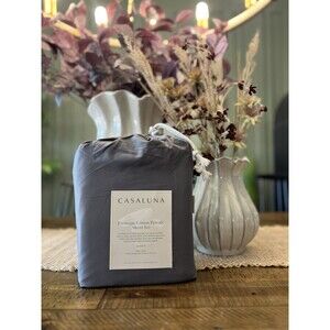 Queen 400 Thread Count Percale Sheet Set Dark Gray - Casaluna NEW